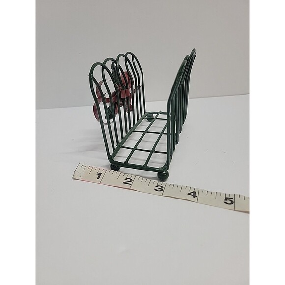 Metal Christmas Holiday Tabletop Napkin Holder Green With Red Bow - Picture 7 of 7